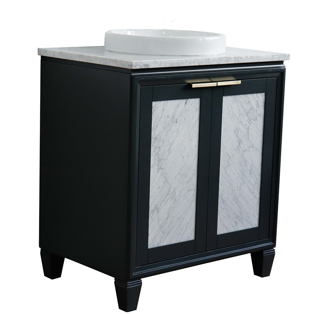 Bellaterra Home 31" Single sink vanity in Black finish with Black galaxy granite with round sink - Luxe Bathroom Vanities