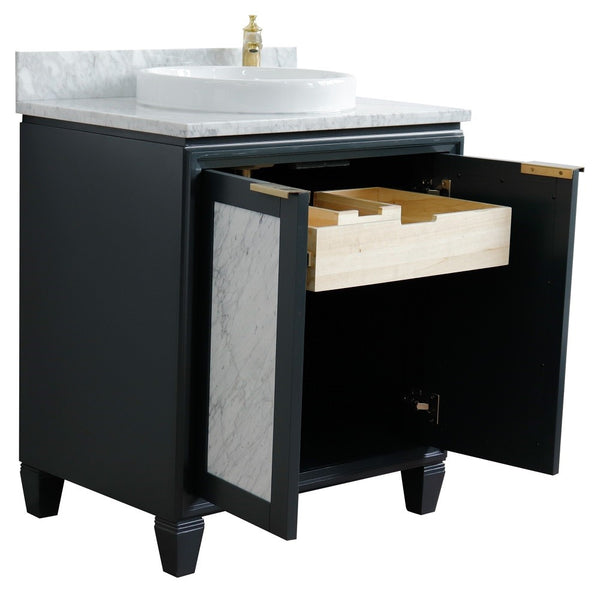 Bellaterra Home 31" Single sink vanity in Black finish with Black galaxy granite with round sink - Luxe Bathroom Vanities