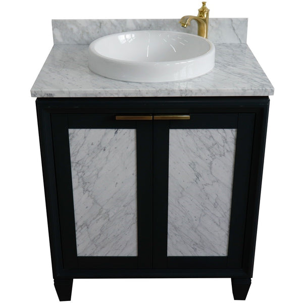 Bellaterra Home 31" Single sink vanity in Black finish with Black galaxy granite with round sink - Luxe Bathroom Vanities