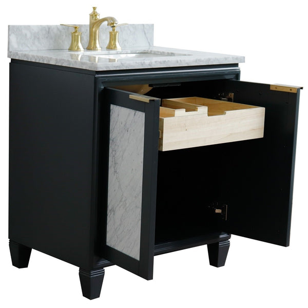 Bellaterra Home 31" Single sink vanity in Black finish with Black galaxy granite with rectangle sink - Luxe Bathroom Vanities