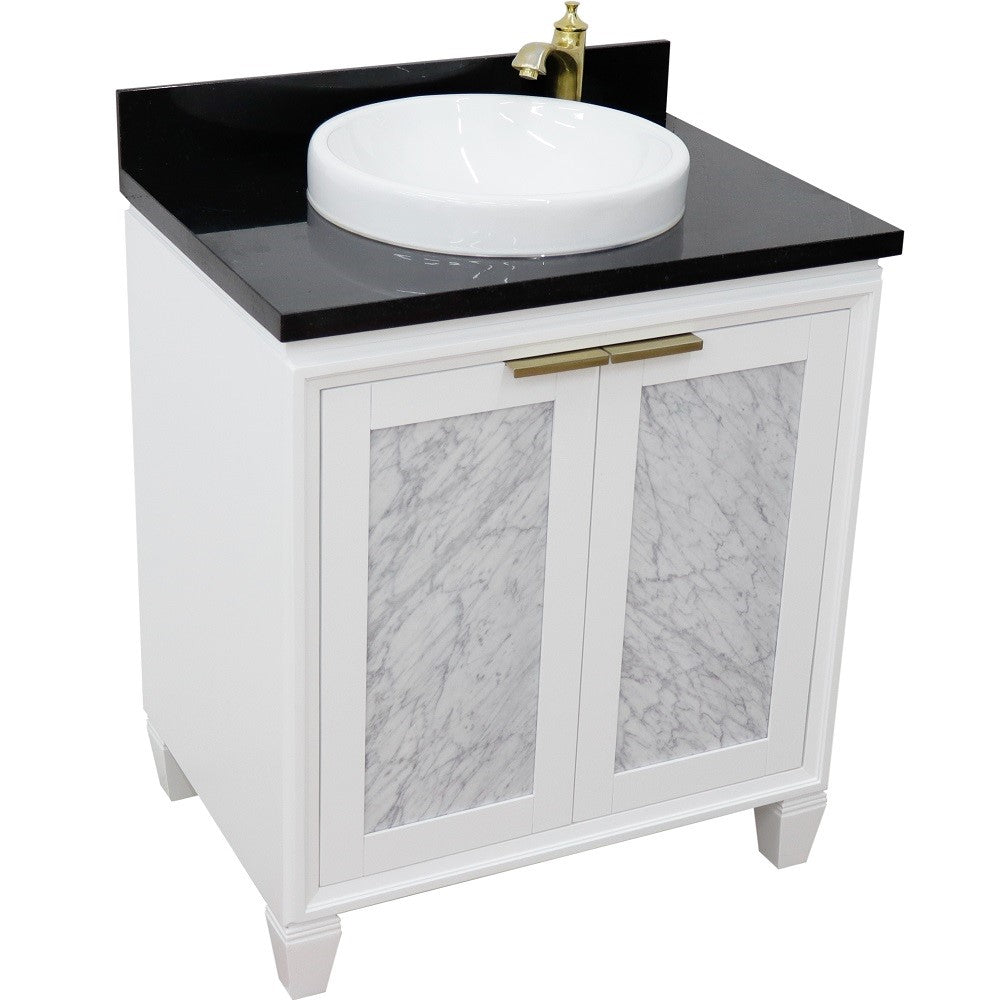 Bellaterra Home 31" Single sink vanity in Black finish with Black galaxy granite with round sink - Luxe Bathroom Vanities