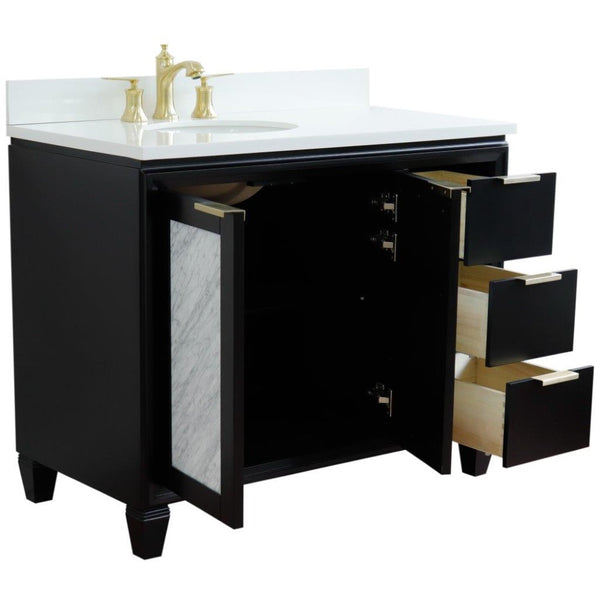Bellaterra Home 43" Single vanity in Black finish with Black galaxy and oval sink- Left door/Left sink - Luxe Bathroom Vanities