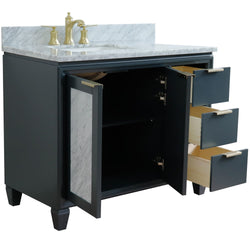 Bellaterra Home 43" Single vanity in Black finish with Black galaxy and rectangle sink- Left door/Left sink - Luxe Bathroom Vanities