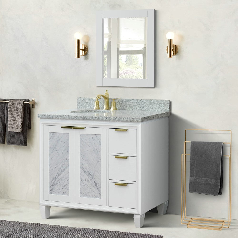 Bellaterra Home 43" Single vanity in Black finish with Black galaxy and oval sink- Left door/Left sink - Luxe Bathroom Vanities