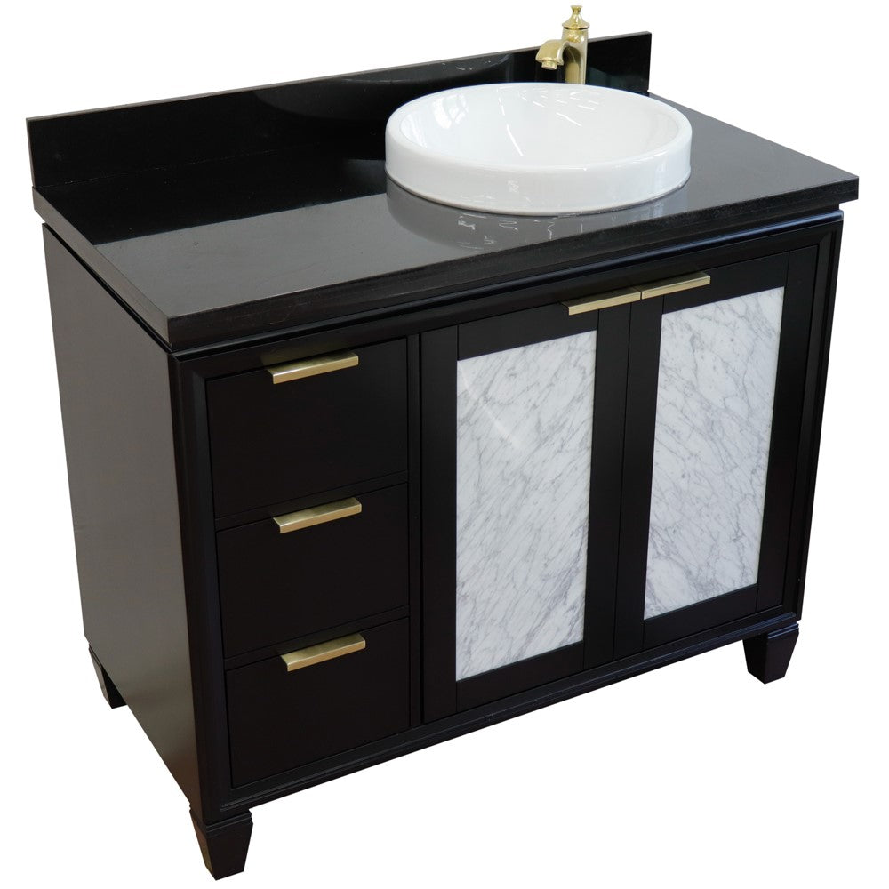 Bellaterra Home 43" Single vanity in Black finish with Black galaxy and round sink- Right door/Right sink - Luxe Bathroom Vanities