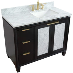 Bellaterra Home 43" Single vanity in Black finish with Black galaxy and rectangle sink- Right door/Right sink - Luxe Bathroom Vanities