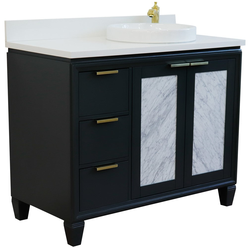 Bellaterra Home 400990-43R 43" Single vanity in Black finish with Black galaxy and round sink- Right door/Right sink