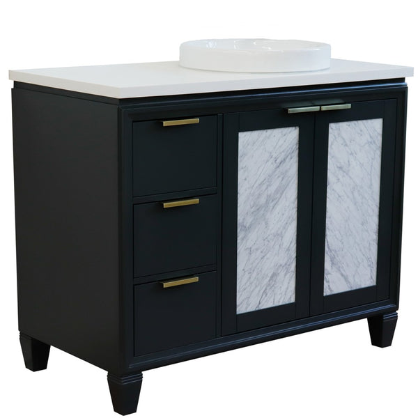 Bellaterra Home 400990-43R 43" Single vanity in Black finish with Black galaxy and round sink- Right door/Right sink