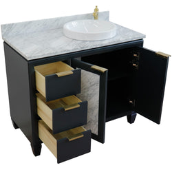 Bellaterra Home 43" Single vanity in Black finish with Black galaxy and round sink- Right door/Right sink - Luxe Bathroom Vanities