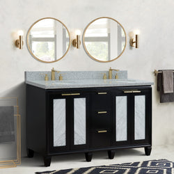 Bellaterra Home 61" Double sink vanity in Black finish with Black galaxy granite and oval sink - Luxe Bathroom Vanities