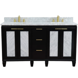 Bellaterra Home 61" Double sink vanity in Black finish with Black galaxy granite and oval sink - Luxe Bathroom Vanities