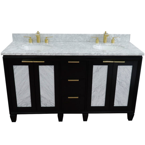 Bellaterra Home 61" Double sink vanity in Black finish with Black galaxy granite and oval sink - Luxe Bathroom Vanities