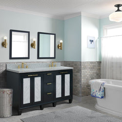 Bellaterra Home 61" Double sink vanity in Black finish with Black galaxy granite and oval sink - Luxe Bathroom Vanities