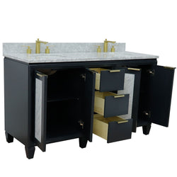 Bellaterra Home 61" Double sink vanity in Black finish with Black galaxy granite and oval sink - Luxe Bathroom Vanities