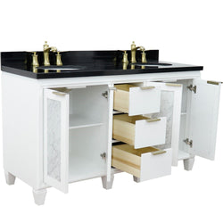 Bellaterra Home 61" Double sink vanity in Black finish with Black galaxy granite and oval sink - Luxe Bathroom Vanities