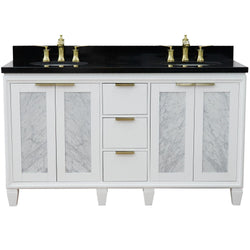 Bellaterra Home 61" Double sink vanity in Black finish with Black galaxy granite and oval sink - Luxe Bathroom Vanities