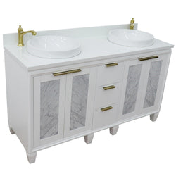 Bellaterra Home 61" Double sink vanity in Black finish with Black galaxy granite and round sink - Luxe Bathroom Vanities