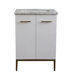Bellaterra Home 25" Single sink vanity in White finish with Black galaxy granite and rectangle sink - Luxe Bathroom Vanities