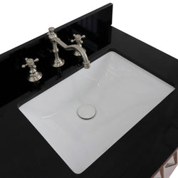 Bellaterra Home 61" Double sink vanity in White finish with Black galaxy granite and rectangle sink - Luxe Bathroom Vanities