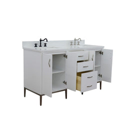 Bellaterra Home 61" Double sink vanity in White finish with Black galaxy granite and rectangle sink - Luxe Bathroom Vanities