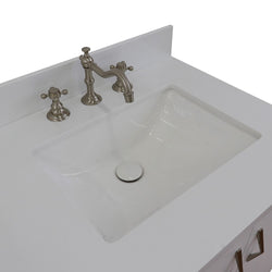 Bellaterra Home 61" Double sink vanity in White finish with Black galaxy granite and rectangle sink - Luxe Bathroom Vanities