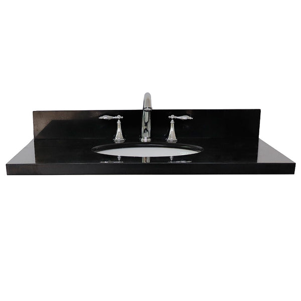 37" Black galaxy granite top with oval sink - Luxe Bathroom Vanities