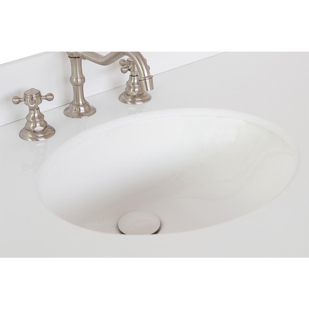 37" White Quartz Top With Oval Sink - Luxe Bathroom Vanities