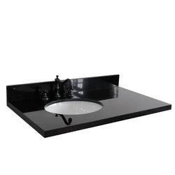 37" Black galaxy countertop and single oval left sink - Luxe Bathroom Vanities