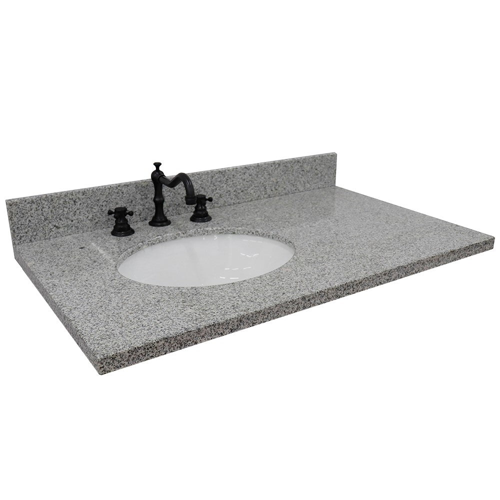37" Black galaxy countertop and single oval left sink - Luxe Bathroom Vanities