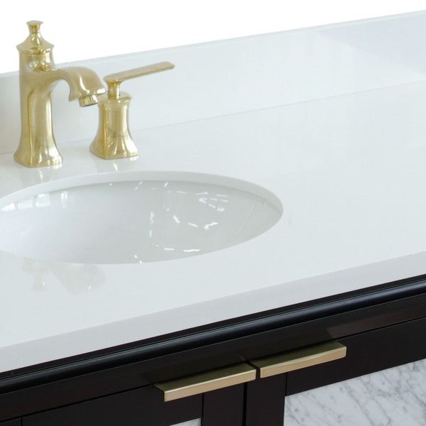 43" Black galaxy countertop and single oval left sink - Luxe Bathroom Vanities