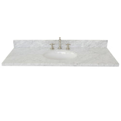 49" White Carrara Marble Top With Oval Sink - Luxe Bathroom Vanities