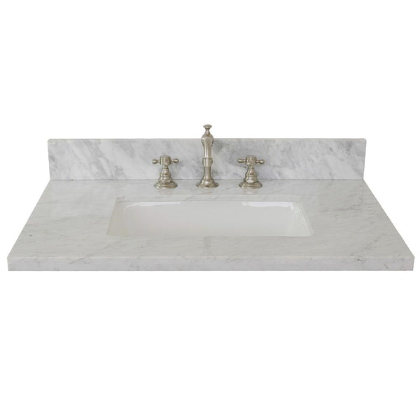 31" White Carrara Top With Rectangle Sink - Luxe Bathroom Vanities