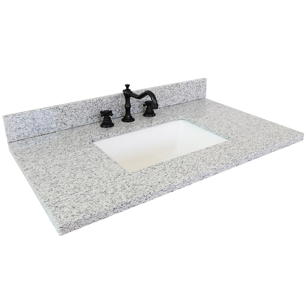 37" Gray Granite Top With Rectangle Sink - Luxe Bathroom Vanities