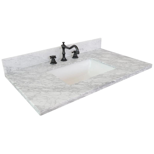 37" White Carrara Top With Rectangle Sink - Luxe Bathroom Vanities