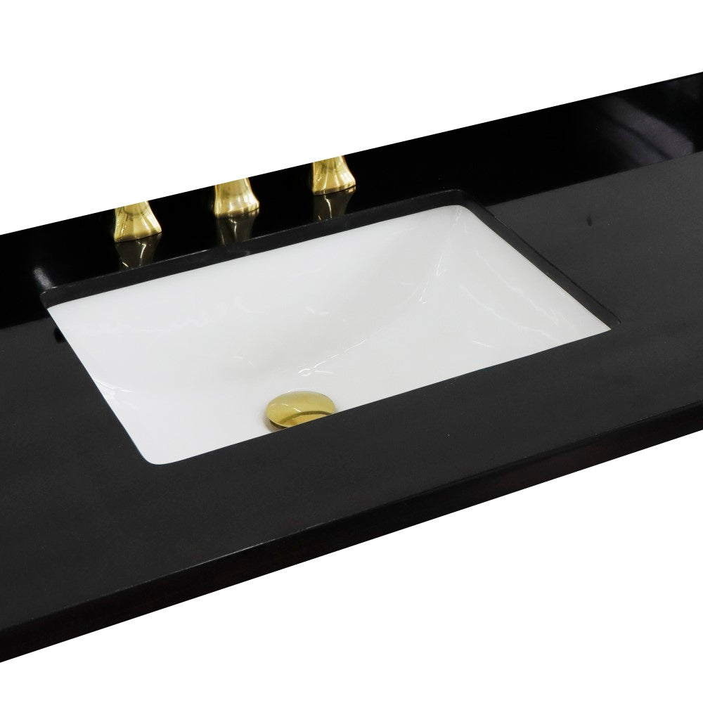 43" Black galaxy countertop and single rectangle left sink - Luxe Bathroom Vanities