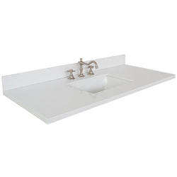 49" White Quartz Top With Rectangle Sink - Luxe Bathroom Vanities