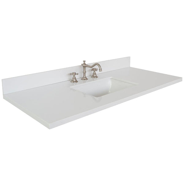 49" White Quartz Top With Rectangle Sink - Luxe Bathroom Vanities