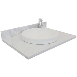 31" White Carrara Top With Round Sink - Luxe Bathroom Vanities