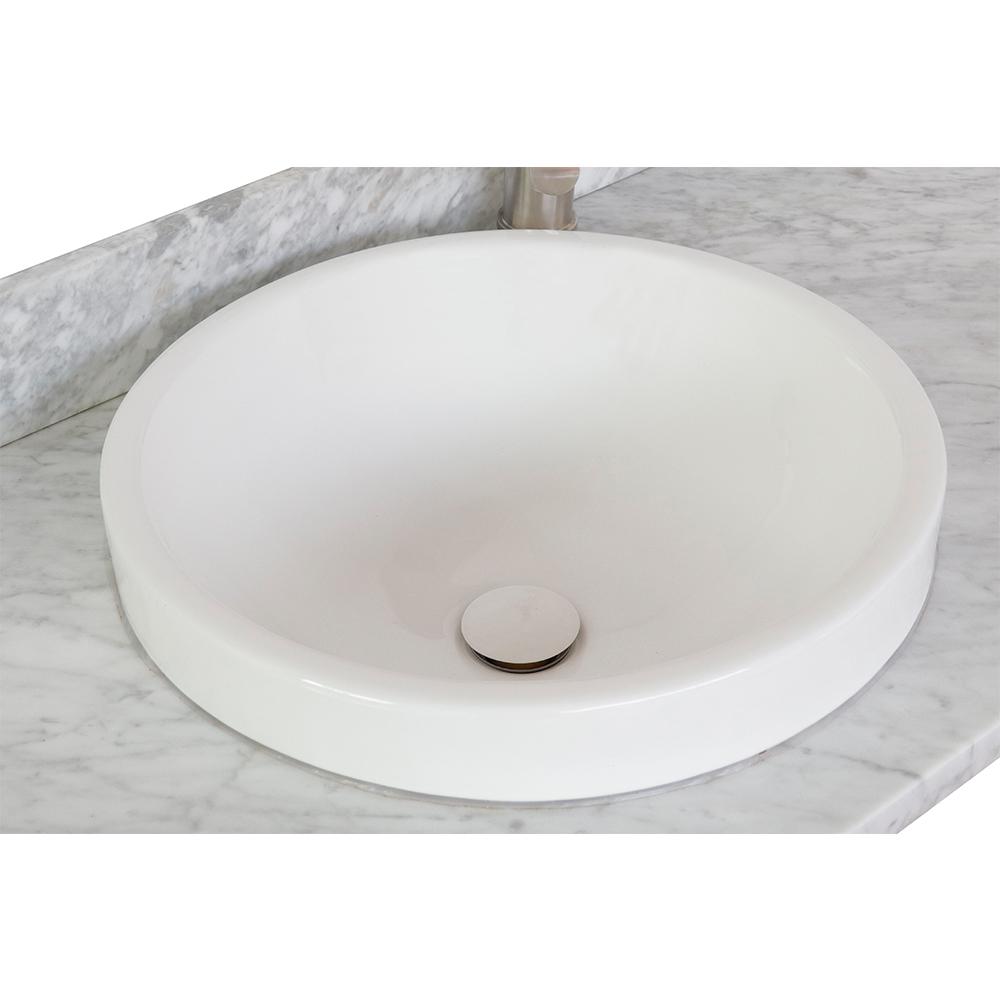 31" White Carrara Top With Round Sink - Luxe Bathroom Vanities