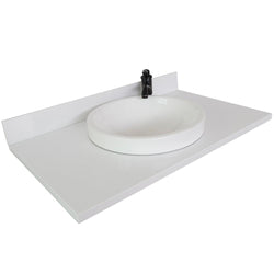 37" White Quartz Top With Round Sink - Luxe Bathroom Vanities