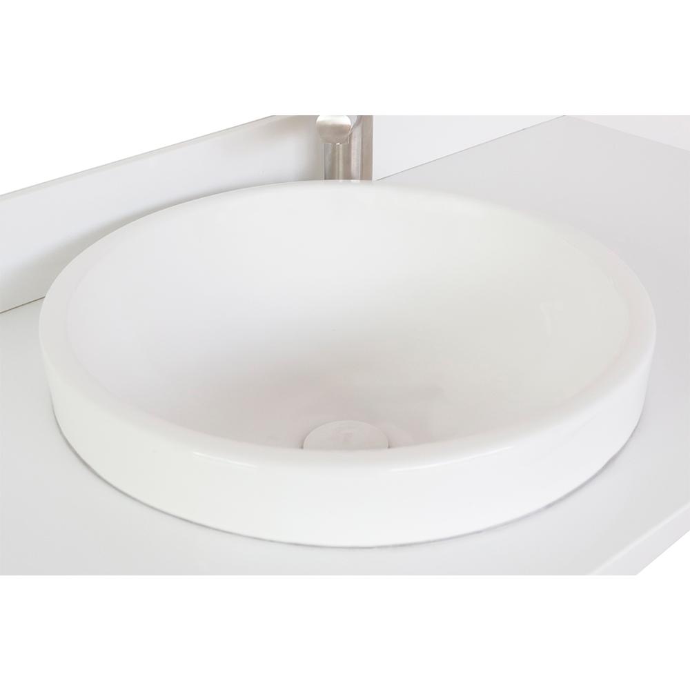 37" White Quartz Top With Round Sink - Luxe Bathroom Vanities