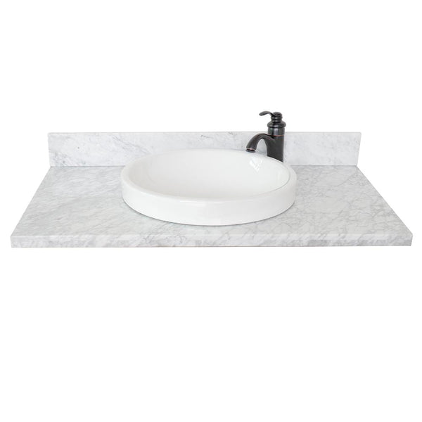 37" White Carrara Top With Round Sink - Luxe Bathroom Vanities