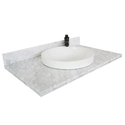 37" White Carrara Top With Round Sink - Luxe Bathroom Vanities