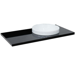 43" Black galaxy countertop and single round right sink - Luxe Bathroom Vanities
