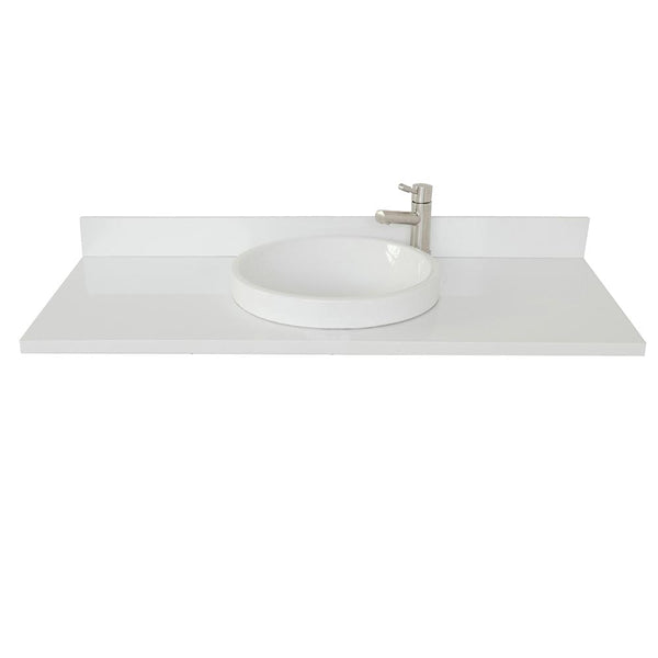 49" White Quartz Top With Round Sink - Luxe Bathroom Vanities
