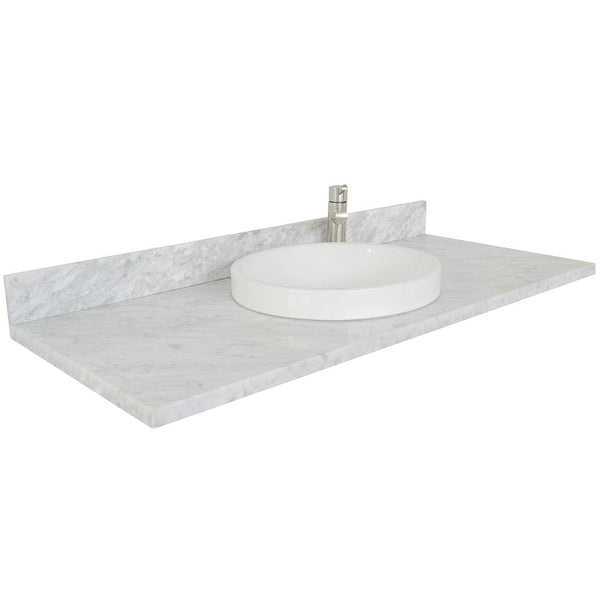 49" White Carrara Top With Round Sink - Luxe Bathroom Vanities
