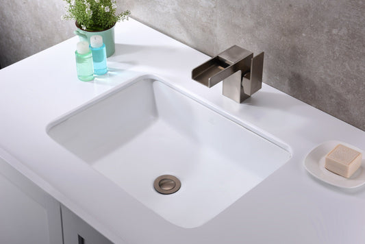 Dahlia Series 7.25 in. Ceramic Undermount Sink Basin in White - Luxe Bathroom Vanities