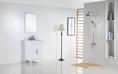 24 In. Single Sink Vanity With White Carrara Top - Luxe Bathroom Vanities