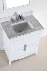 30 In. Single Sink Vanity With White Carrara Top - Luxe Bathroom Vanities