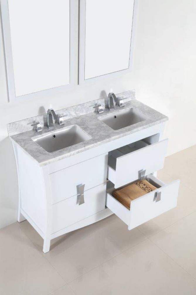 48 In. Double Sink Vanity With White Carrara Top - Luxe Bathroom Vanities